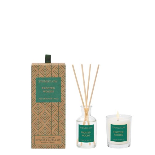 Stoneglow Frosted Woods Mini Gift Set - Reed Diffuser & Votive