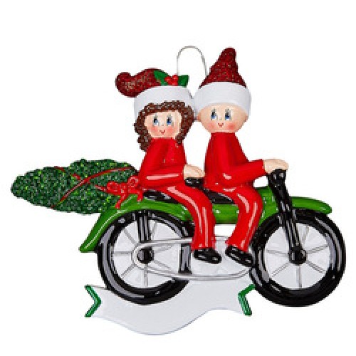 Motorcycle Tree Shopping Couple Personalised Christmas Decoration