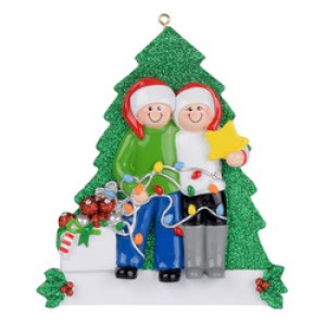 Decorating The Tree Couple Family Personalised Christmas Decoration