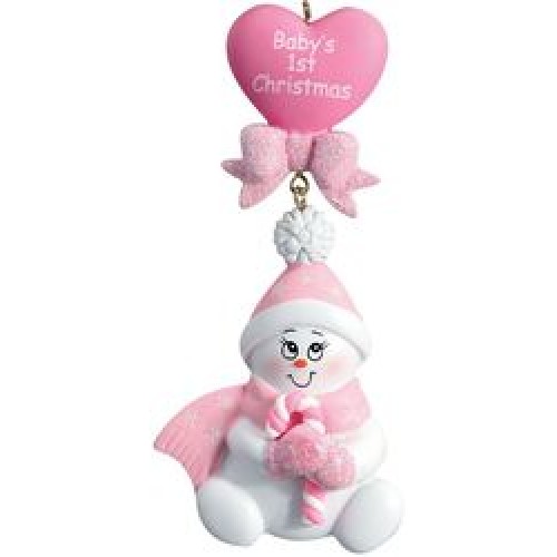 Baby's 1st Christmas Candy Cane Pink Personalised Christmas Decoration