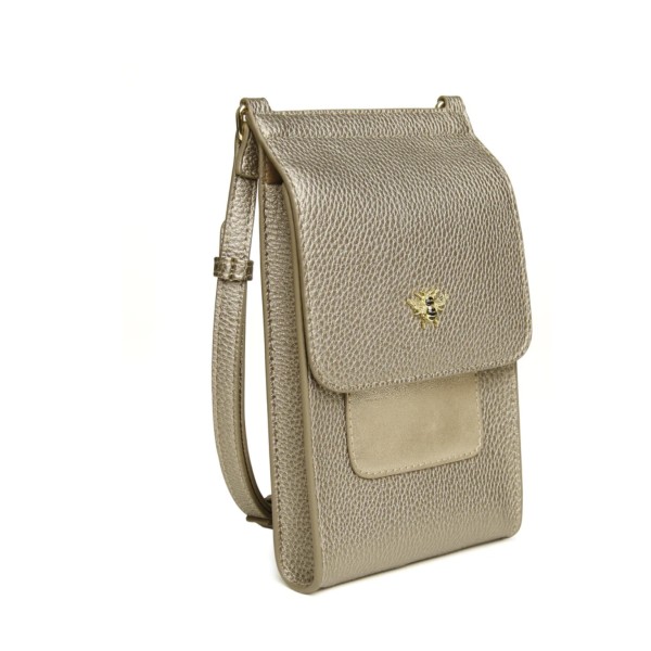 Alice Wheeler Bloomsbury Crossbody Bag - Textured Vegan Leather With Honey Bee Badge - View #13
