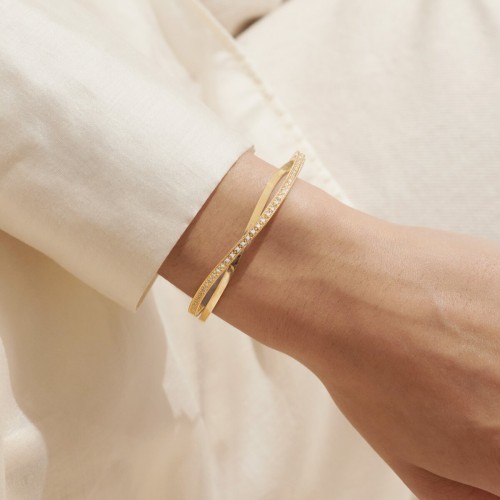 Joma Gold Crossover Bracelet Bar Bangle