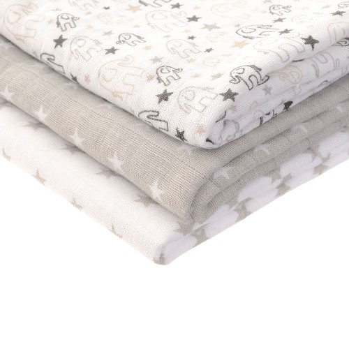 Ziggle Baby Grey & White 3 Pack Muslin Squares