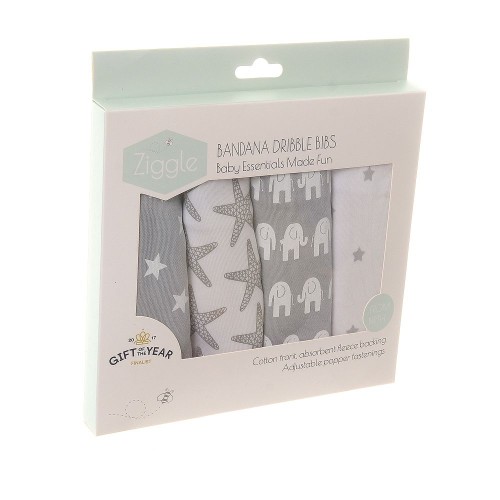 Ziggle Baby Grey & White Bandana Dribble Bib Set