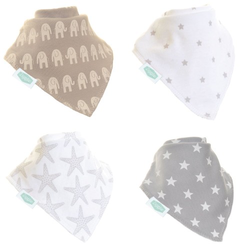 Ziggle Baby Grey & White Bandana Dribble Bib Set