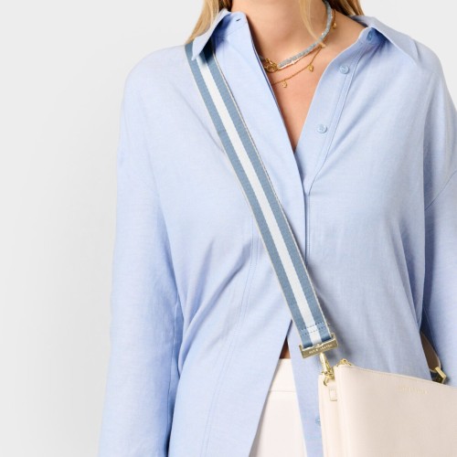 Katie Loxton Canvas Bag Strap Blue Aura Triple Stripe 2025