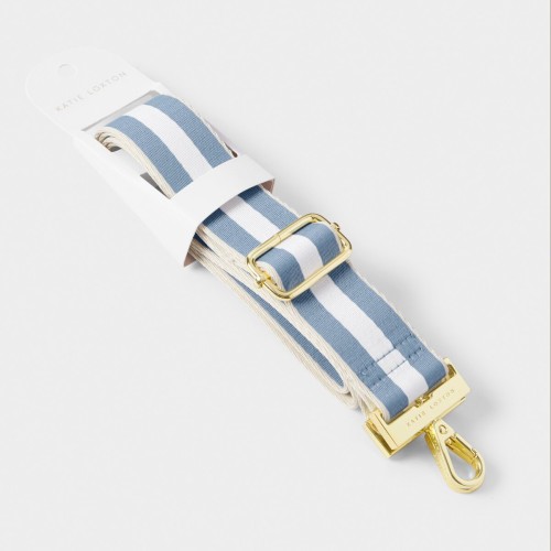 Katie Loxton Canvas Bag Strap Blue Aura Triple Stripe 2025