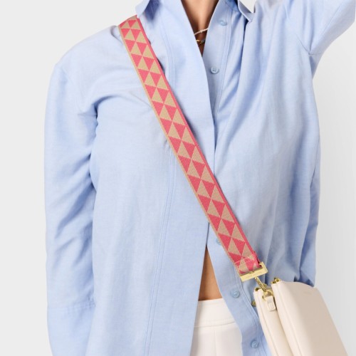 Katie Loxton Canvas Bag Strap Coral Geometric Triangle 2025
