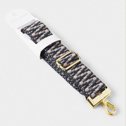 Katie Loxton Canvas Bag Strap Slate Zig Zag 2025