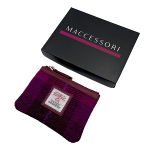 Purple Check Harris Tweed Coin Purse