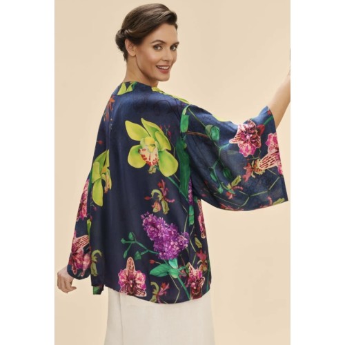 Powder Kimono Jacket - Exotic Evening In Ink