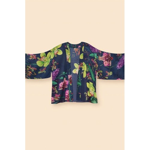 Powder Kimono Jacket - Exotic Evening In Ink