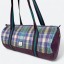 Harris Tweed Barrell Holdall Green and Purple Check