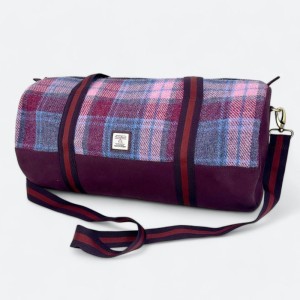 Harris Tweed Barrell Holdall Pink Check