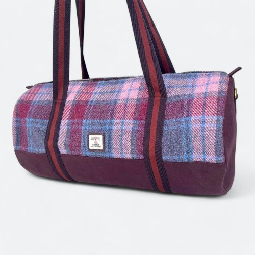 Harris Tweed Barrell Holdall Pink Check