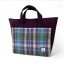 Harris Tweed Travel Messenger Bag Green and Purple Check