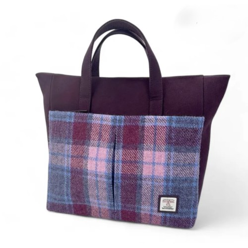 Harris Tweed Travel Messenger Bag Pink Check