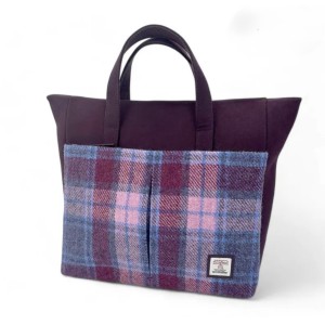Harris Tweed Travel Messenger Bag Pink Check