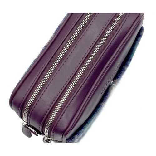 Harris Tweed Camera Bag Green and Purple Check