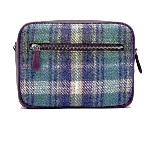 Harris Tweed Camera Bag Green and Purple Check