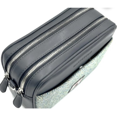 Harris Tweed Camera Bag Turquoise Herringbone