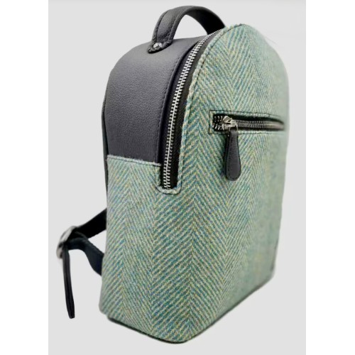 Harris Tweed Backpack Turquoise Herringbone