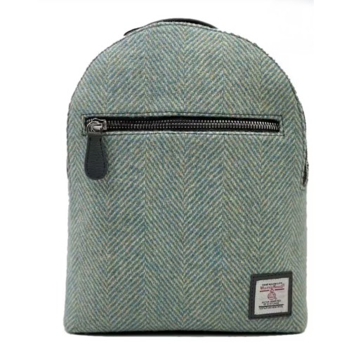 Harris Tweed Backpack Turquoise Herringbone