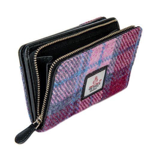 Pink & Purple Check Harris Tweed Medium Purse