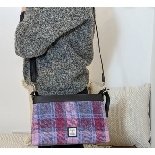 Harris Tweed Large Shoulder Bag Pink Check