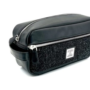 Harris Tweed Gents Wash Bag Charcoal