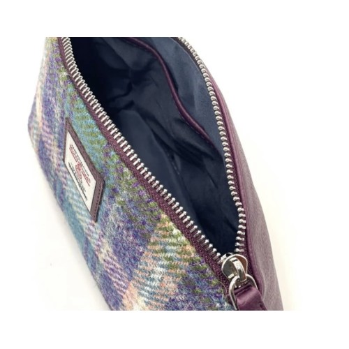 Harris Tweed Cosmetic Bag Green and Purple Check