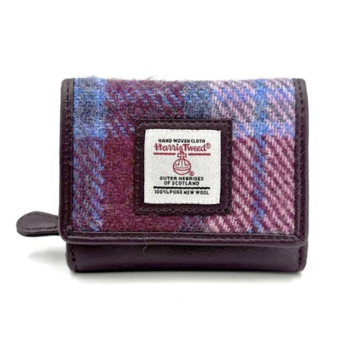 Harris Tweed Trifold Purse Pink Check