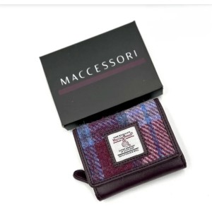 Harris Tweed Trifold Purse Pink Check