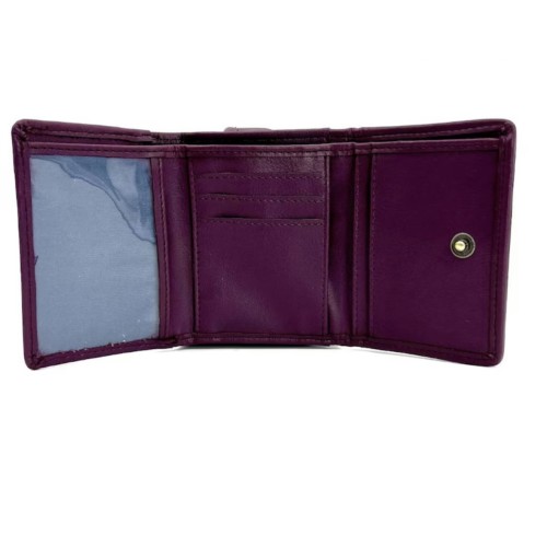 Harris Tweed Trifold Purse Green and Purple Check