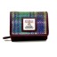 Harris Tweed Trifold Purse Green and Purple Check