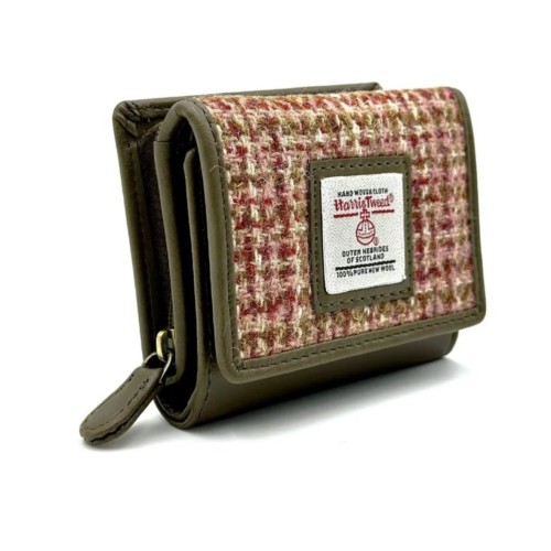 Harris Tweed Trifold Purse Maple