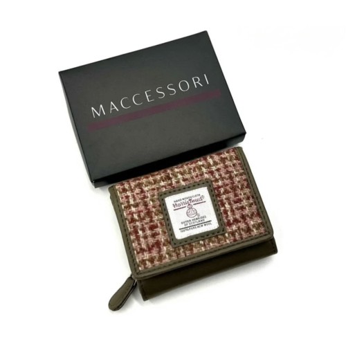 Harris Tweed Trifold Purse Maple