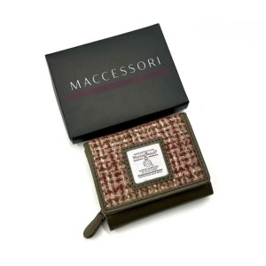 Harris Tweed Trifold Purse Maple