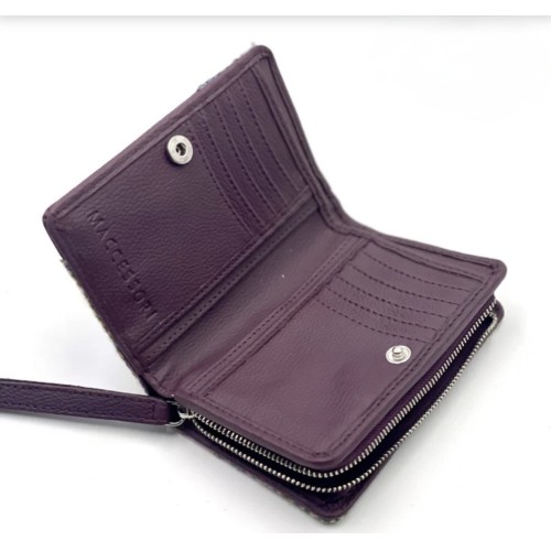 Harris Tweed Zip Purse Green and Purple Check