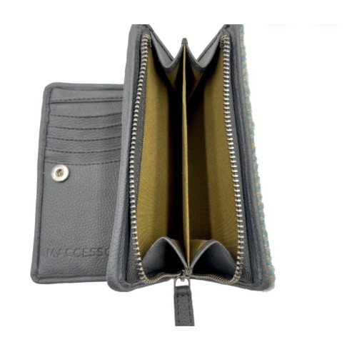 Harris Tweed Zip Purse Turquoise Herringbone