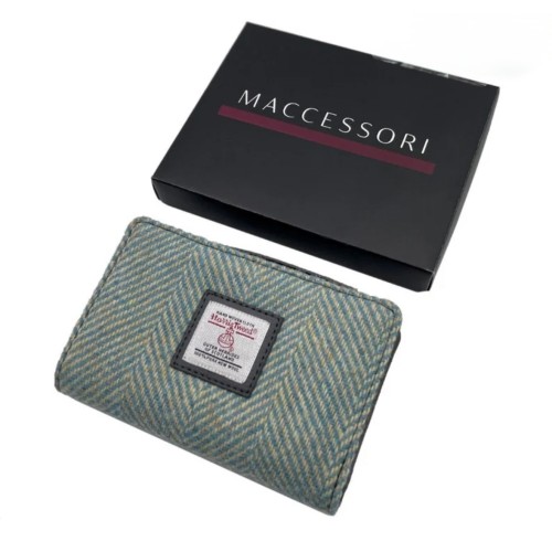 Harris Tweed Zip Purse Turquoise Herringbone