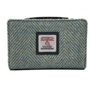 Harris Tweed Zip Purse Turquoise Herringbone