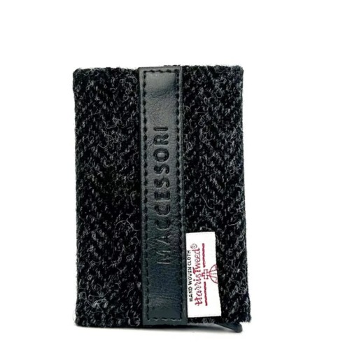 Harris Tweed Pop Up Card Holder Charcoal