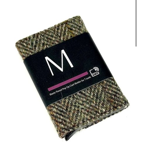 Harris Tweed Pop Up Card Holder Country Green