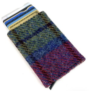 Harris Tweed Pop Up Card Holder Blue and Pink Check