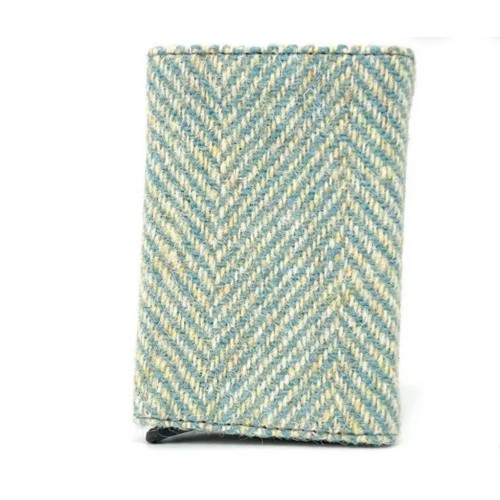 Harris Tweed Pop Up Card Holder Turquoise Herringbone