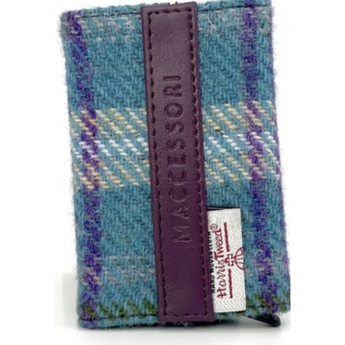 Harris Tweed Pop Up Card Holder Green and Purple Check