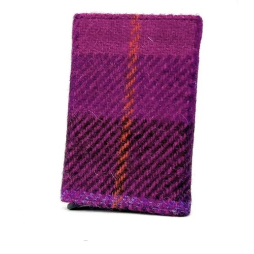 Harris Tweed Pop Up Card Holder Purple Check
