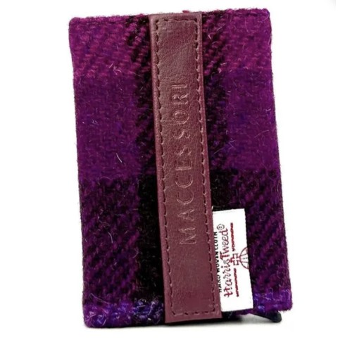 Harris Tweed Pop Up Card Holder Purple Check
