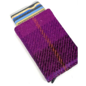 Harris Tweed Pop Up Card Holder Purple Check